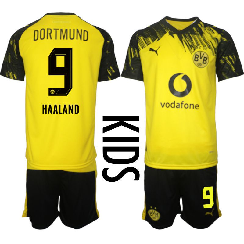 Youth 2025-2026 Club Borussia Dortmund home Yellow #9 Soccer Jersey